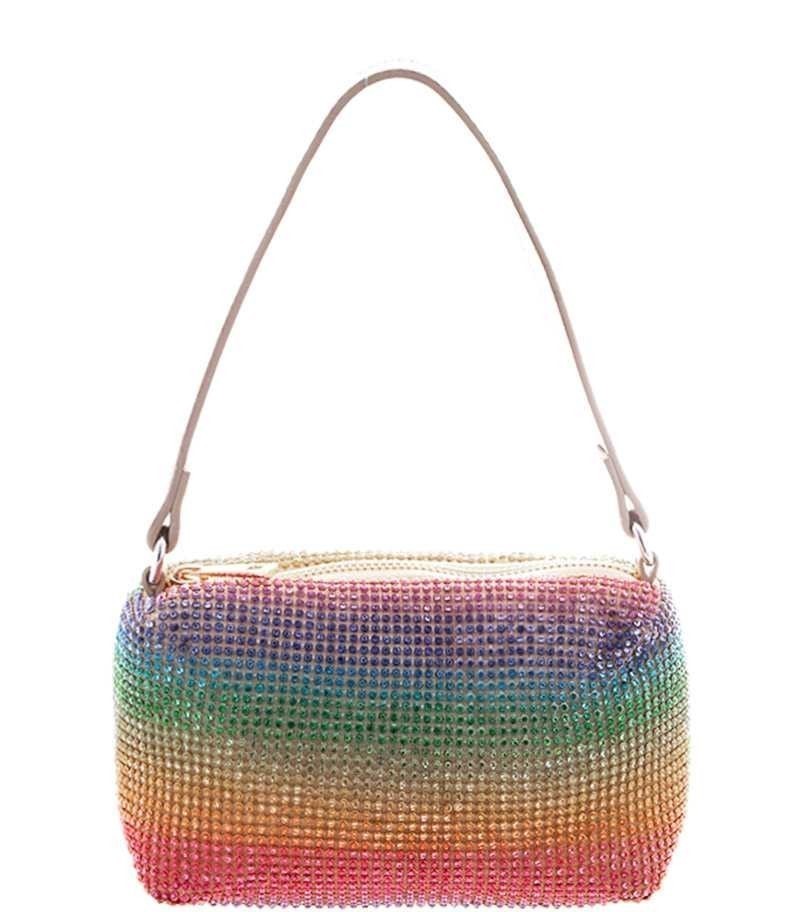 RHINESTONE FASHION RAINBOW COLOR MINI SHOULDER BAG JY6549YI